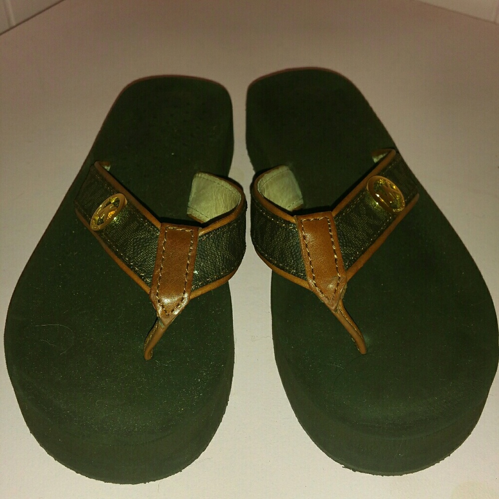 Michael Kors brown Logo flip flops 6